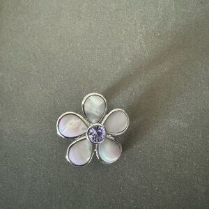 Lia Sophia Silver Brooch with Purple Center
